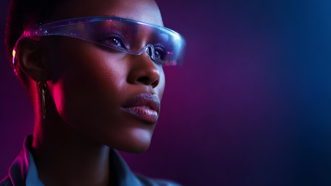 Futuristic Woman with Cyberpunk Glasses