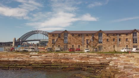relaxing video with view of the amazing sydney harbour bridge from barangaroo reserve in the heart of sydney city. great place for a small walk.