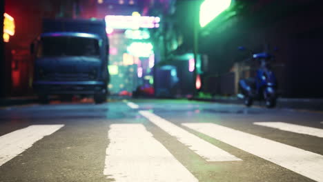 la calle de la ciudad cyberpunk por la noche
