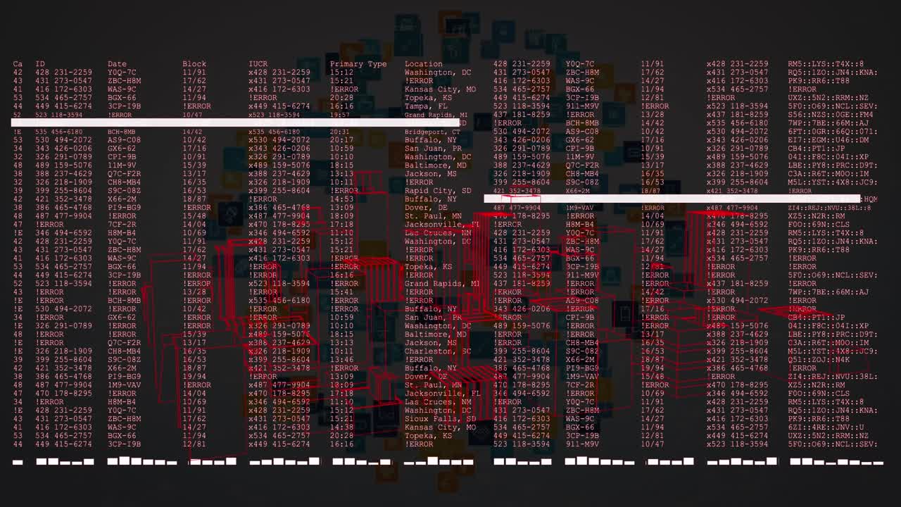 Animation of data processing and scanning on screen