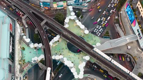 skywalk aerial view in mbk, bangkok, thailand