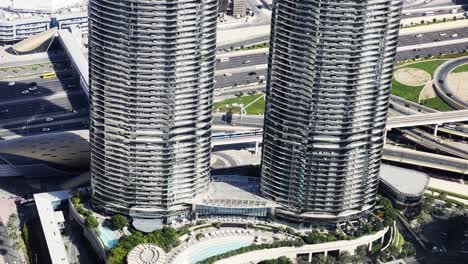 Slow-motion-shot-looking-from-a-tall-building-over-downtown-Dubai