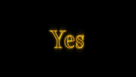 word yes appearing in orange and flashing neon lights 4k