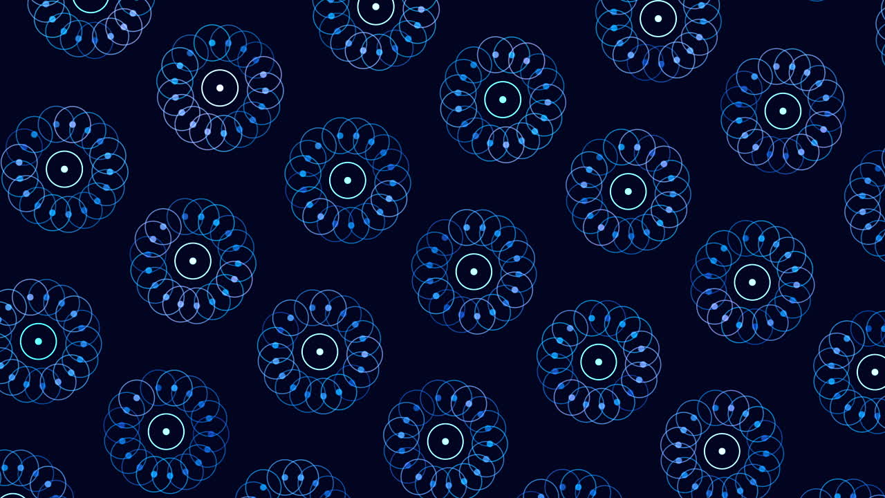 Spirale dinamica di cerchi blu su nero - motivo intricato