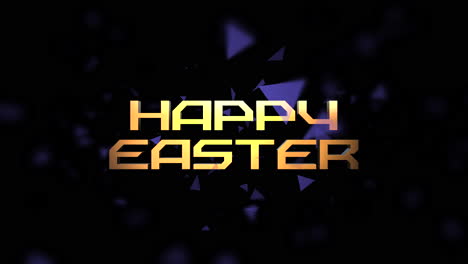 texto de feliz pascua con formas de triángulo de mosca