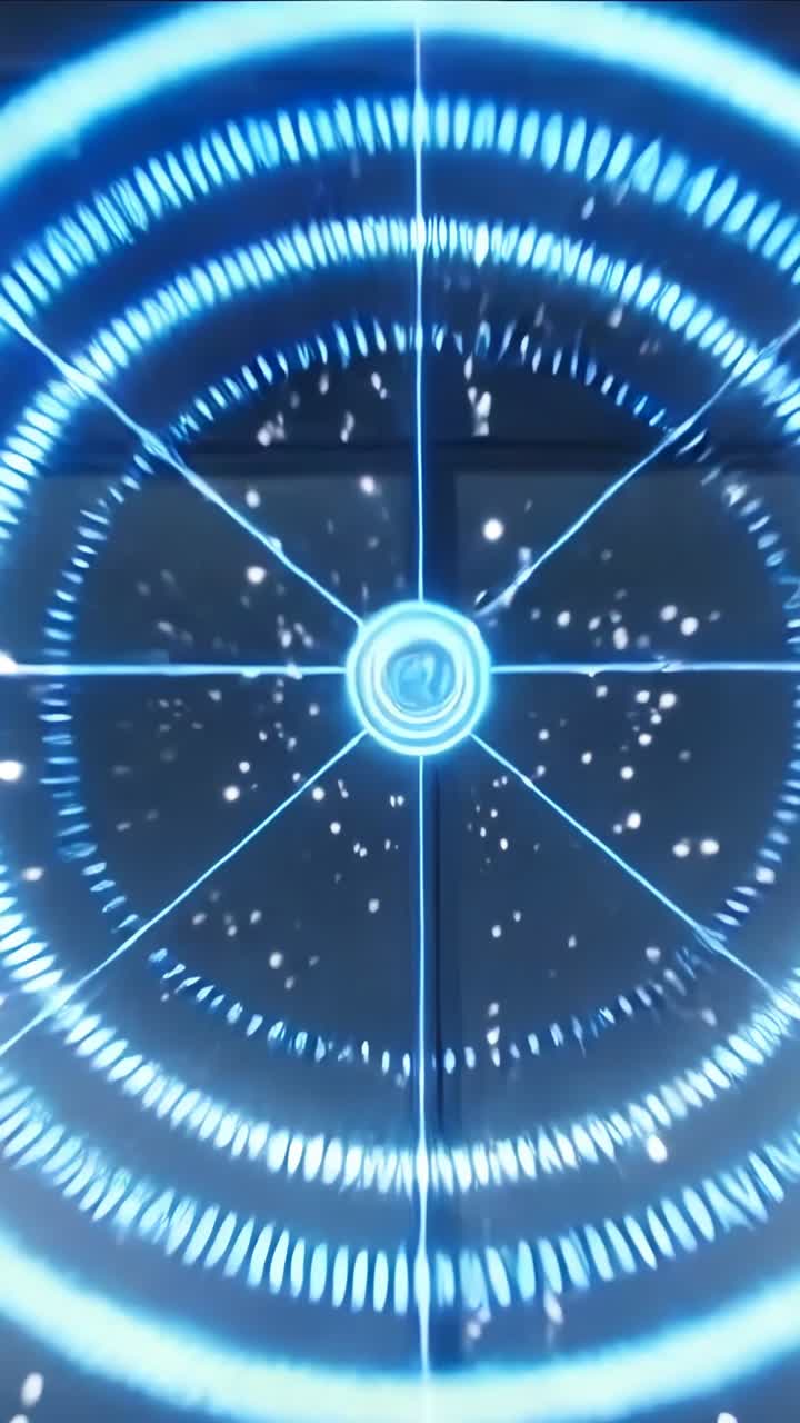 Video verticale: HUD olografico che traccia e si aggancia a un meteorite attraverso il finestrino della nave, attivato da una scia.