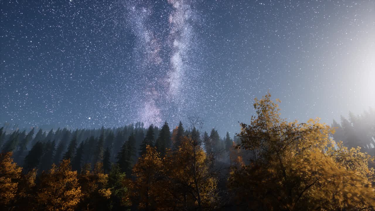 Milky Way Stars with Moonlight | Premium Stock Video Footage