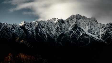 timelapse remarkables. long exposure cloud effect over mountain