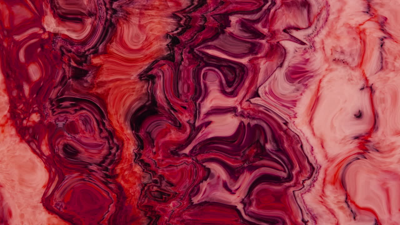 Animazione di forme organiche viscose rosse, ondulate, che cambiano lentamente.