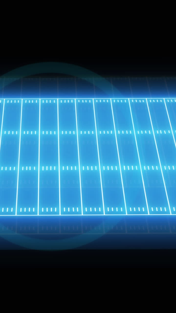 Animation of neon blue sports field and blue scope scanning
