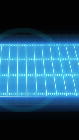 animación del campo deportivo azul neón y escaneo con telescopio azul
