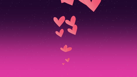 Flying-red-hearts-on-fashion-purple-night-sky