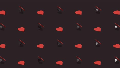 la rotación de los íconos planos del corazón de fondo