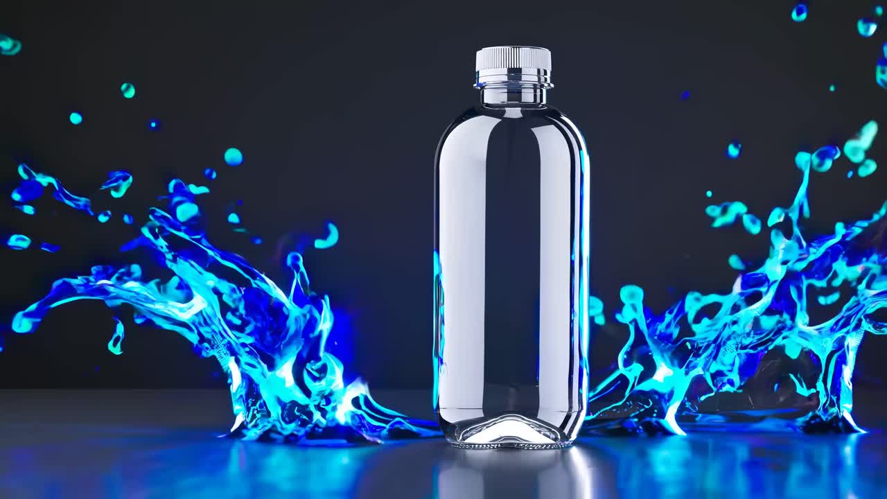 Empty Plastic Water Bottle with Splashing Water Mockup