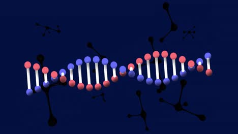 Animation-of-dna-strand-and-molecules-over-dark-background