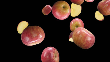apples falling down with alpha channel
