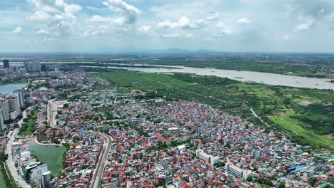 Cinematic-aerial-rotation-shot-of-the-Tay-Ho-aera-of-Hanoi,-Vietnam,-Asia,-Mavic-3-Classic,-Drone,-4K