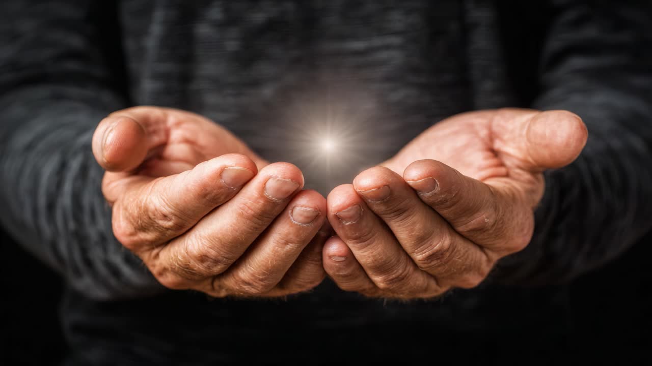 An Intimate Moment of Creation: Two Hands Cradling a Brilliant Sphere of Light, Symbolizing Hope, Energy, and the Power of Human Connection and Imagination
