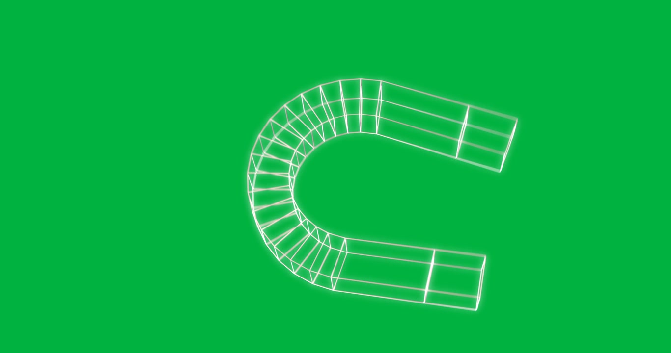 Animation of moving digital model of magnet on transparent background