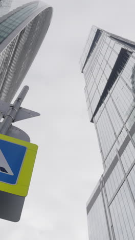 Modern Skyscrapers and Pedestrian Crossing