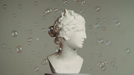 antique bust with soap bubbles