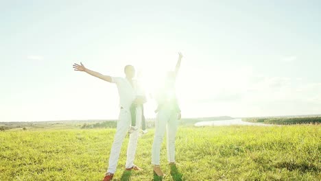 happy family enjoying a day out in nature