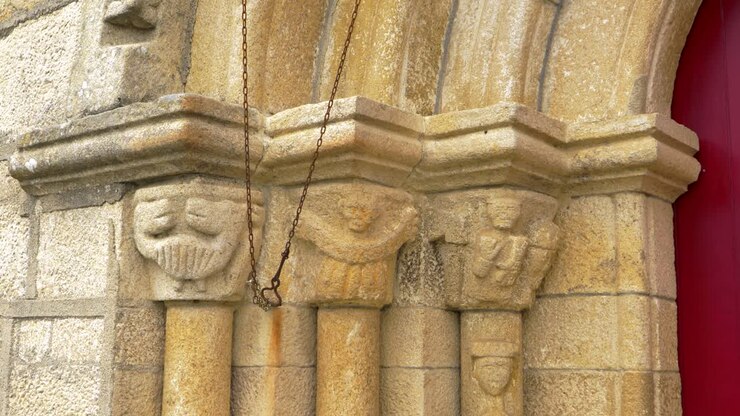 Exterior view of San Xoan church, historic landmark in Vilar de Santos, Galicia, Spain