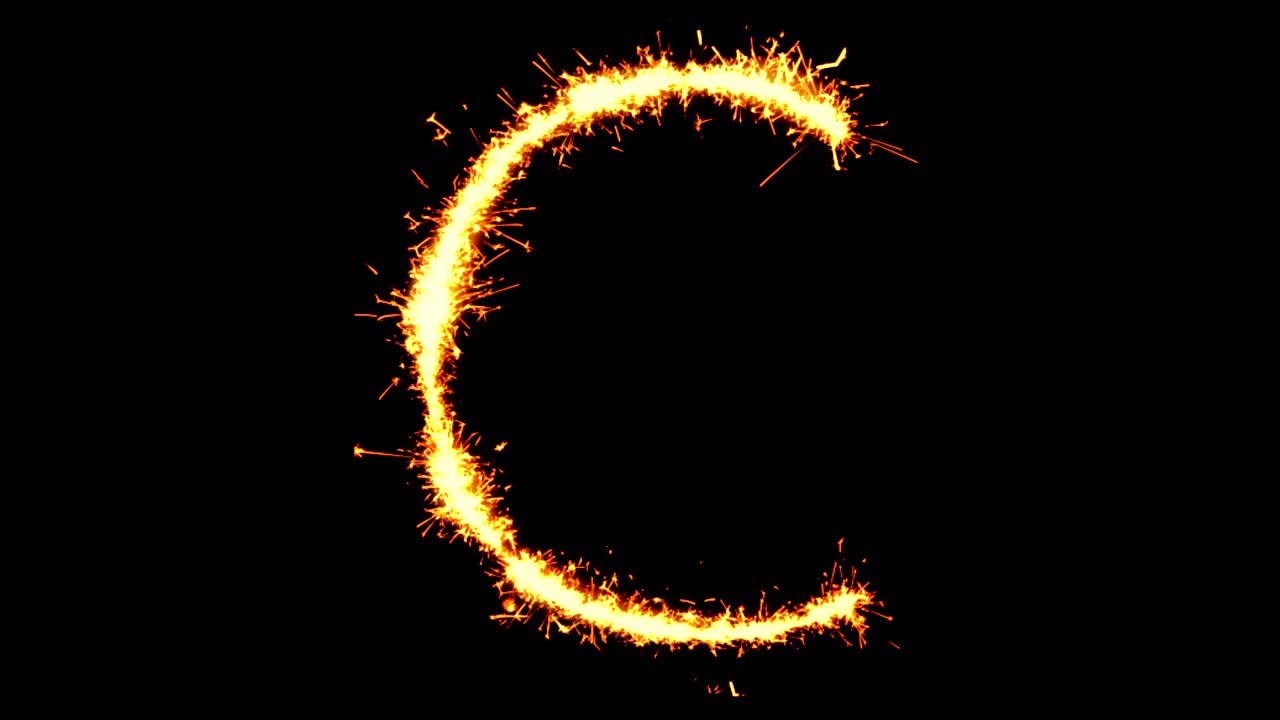 Alphabet C Text Sparkler Glitter Sparks Firework Loop Animation