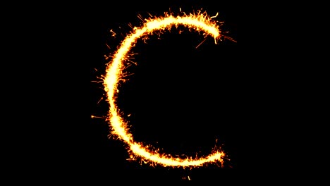 alphabet c text sparkler glitter sparks firework loop animation