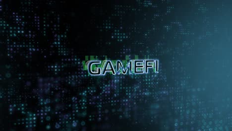 el texto del concepto gamefi revela la animación con la tecnología digital abstracta de fondo en 3d para blockchain, metaverse, cryptocurrency