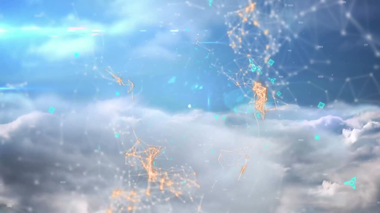 연결 네트워크와 함께 떠다니는 마커의 애니메이션