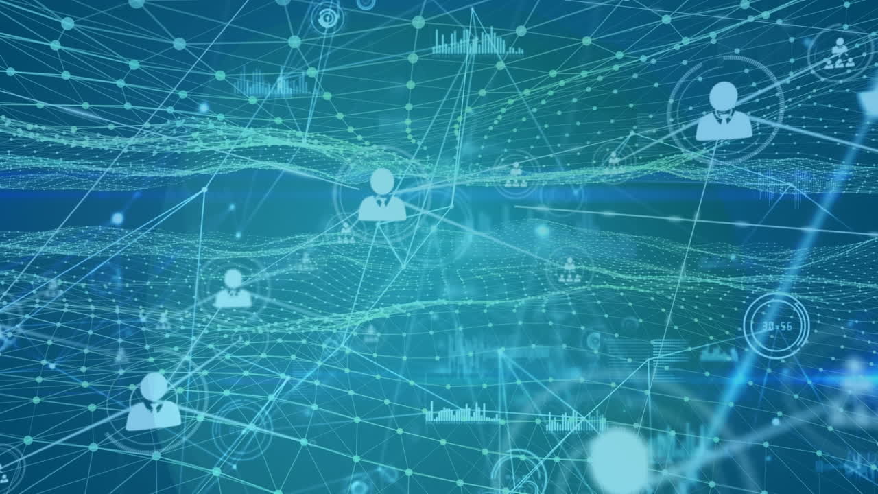 도시 풍경에 대한 연결 네트워크의 애니메이션