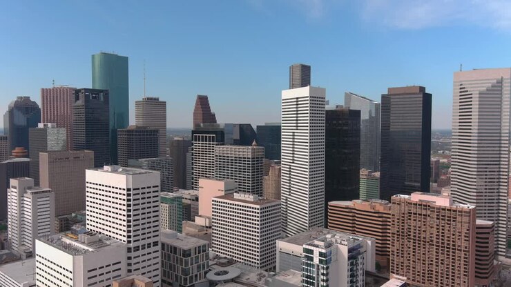 Vista aérea de cima da área central de Houston, Texas