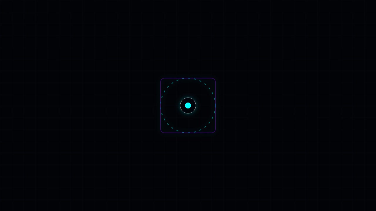 Minimalist Digital Interface Element with Pulsing Cyan Core