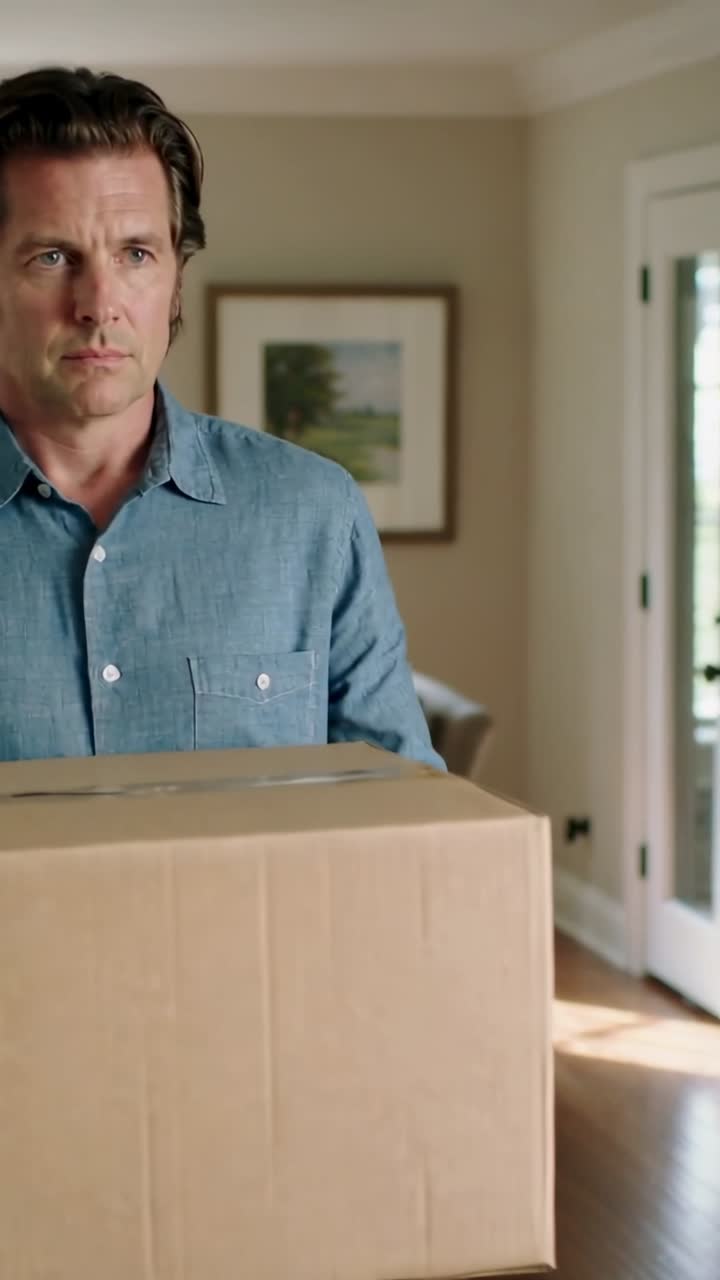 Man Carrying Cardboard Box Through a Home