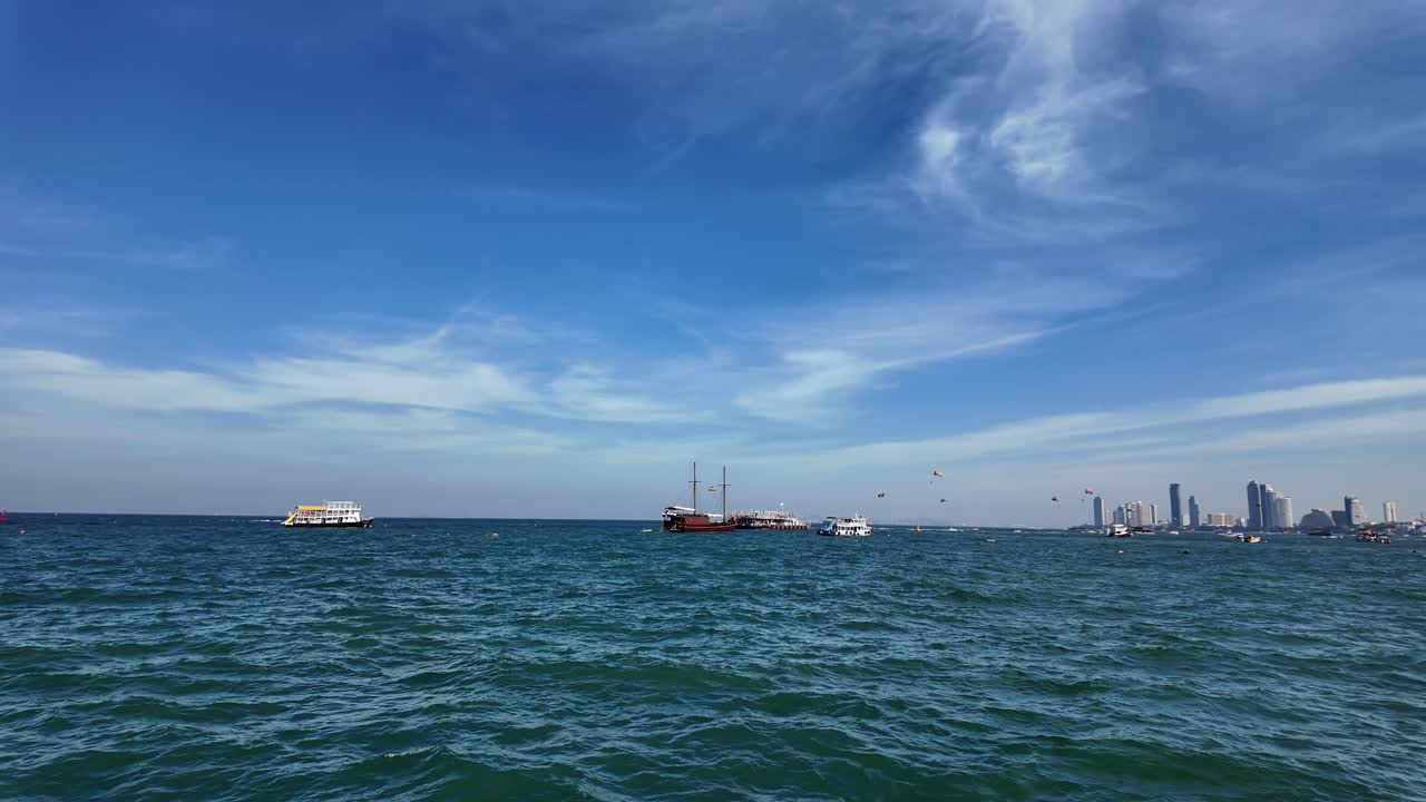 Pattaya Thailand city skyline ferry sailing view modern infrastructure Southeast Asia