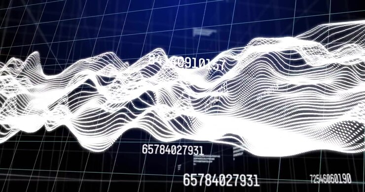 When scene starts dotted waveform shifting and drifting updating labels and guides visualizing data