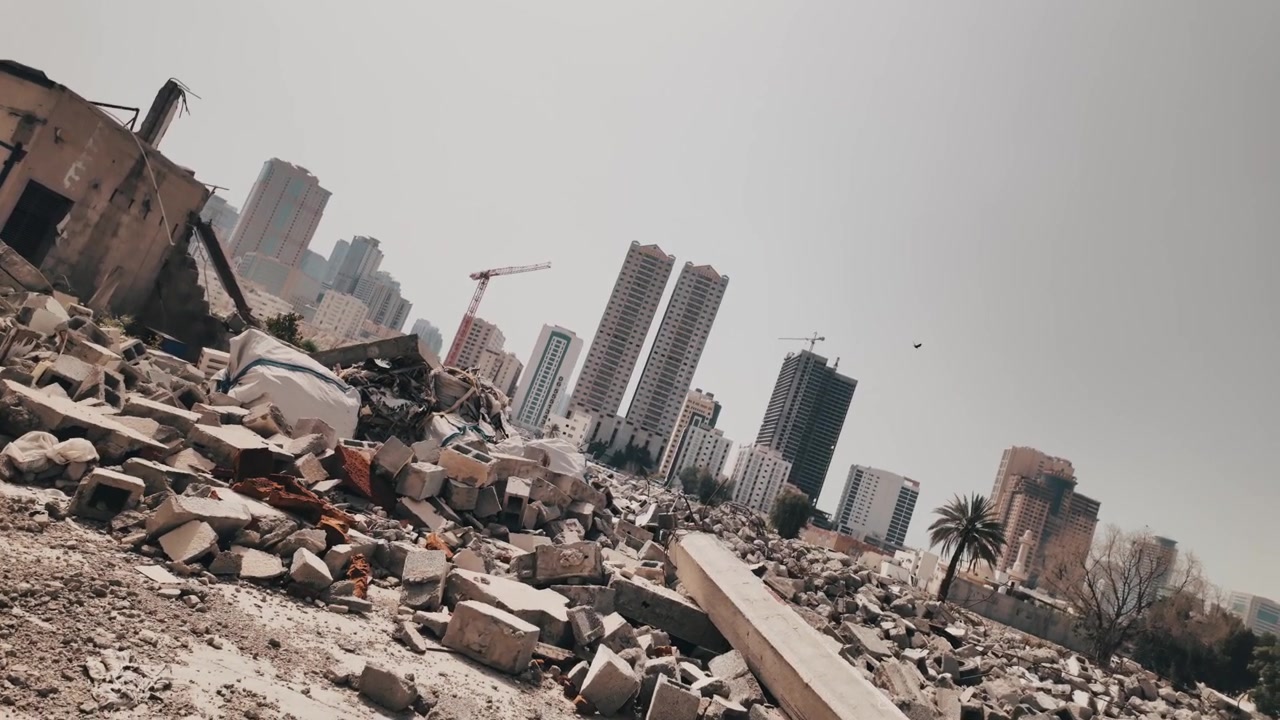 A demolished site lies quietly on the outskirts of Sharjah in the UAE