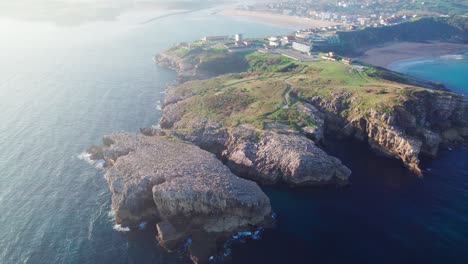 panorama view of a scenic coastline landscape in suances, cantabria, spain