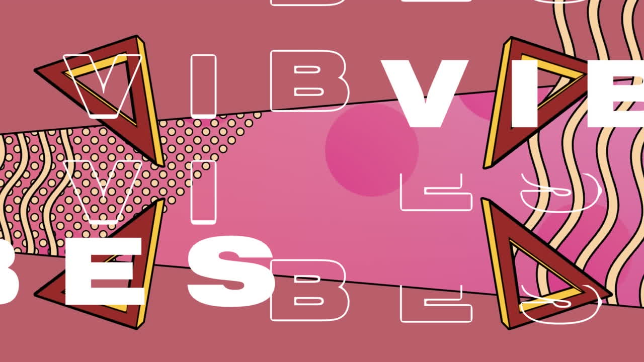 트라이글의 애니메이션이 텍스트, 파동 패턴, 그리고 배경의 원에 대한 점에 대한 진동을 나타니다.