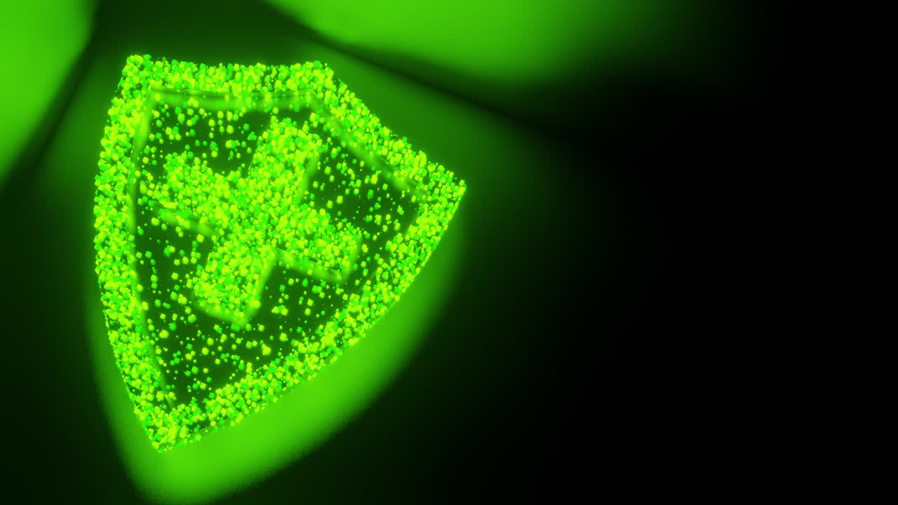 3d 렌더링 큐브 다각형 패턴, 방화벽, 안티바이러스 네트워크 기술, 검은 바탕에 개념 디자인, 복사 공간과 함께 4k 애니메이션