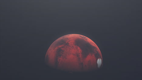 marte en el espacio profundo con una fuerte neblina solar