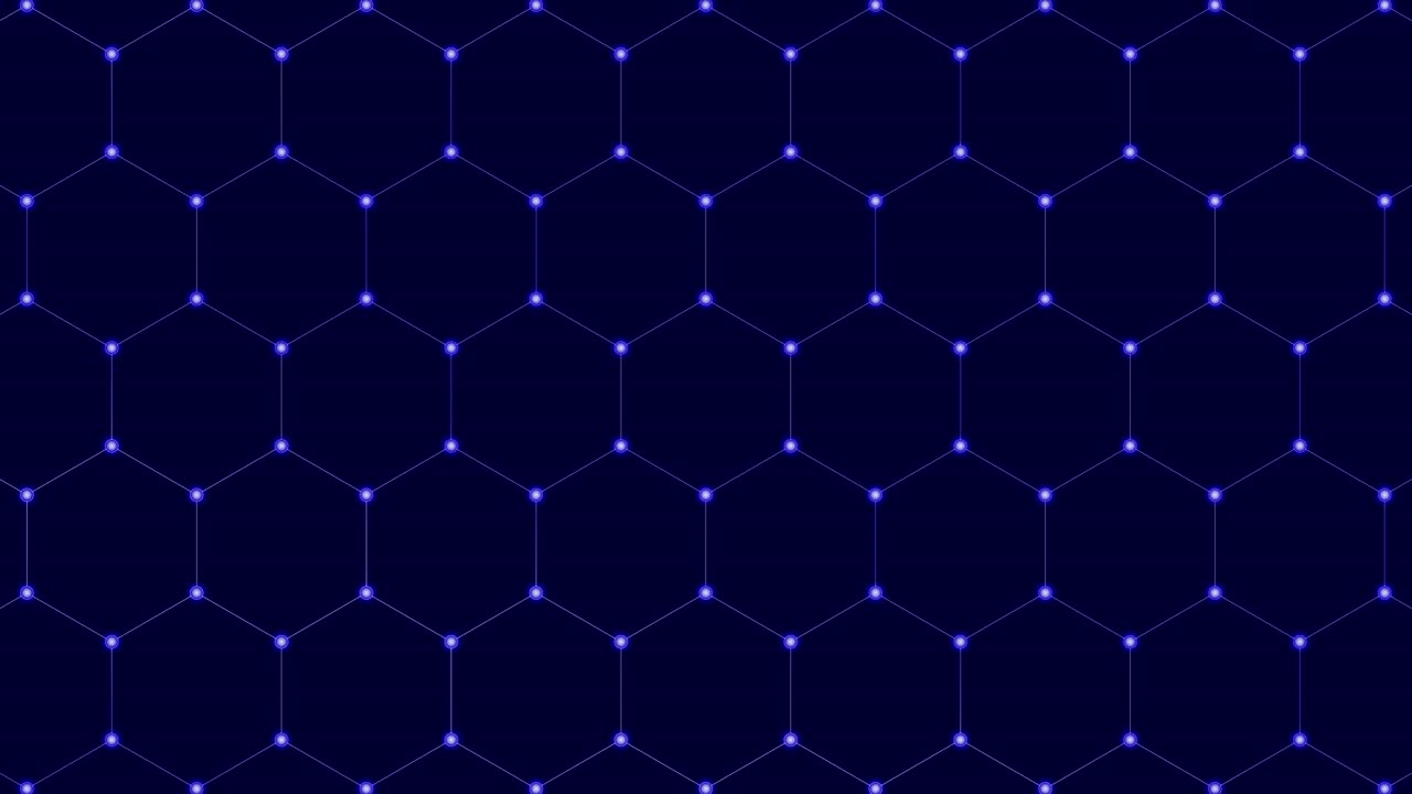 육각형 기하학 루프 애니메이션, 미래의 배경, 벌, 디지털 요소
