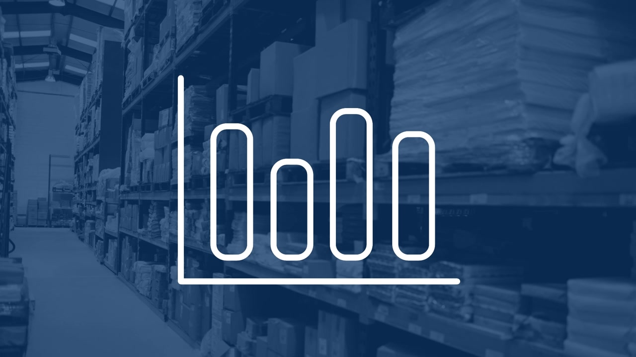 Animated Bar Chart Overlaid on Warehouse Storage Facility