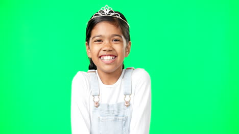 Happy,-laugh-and-face-of-child-in-green-screen