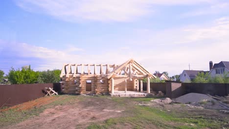 log cabin under construction