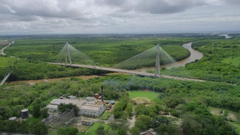 aerial approach of mauricio baez bridge in dominican republic