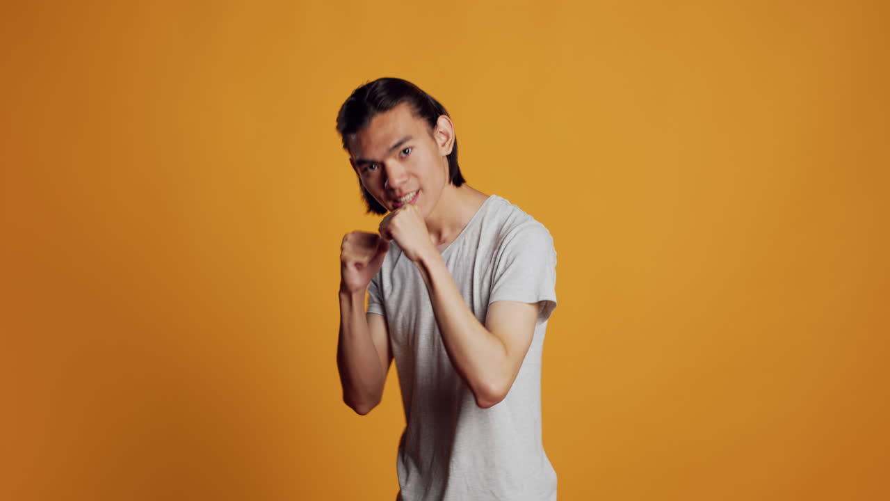 Male model having argument and acting violent