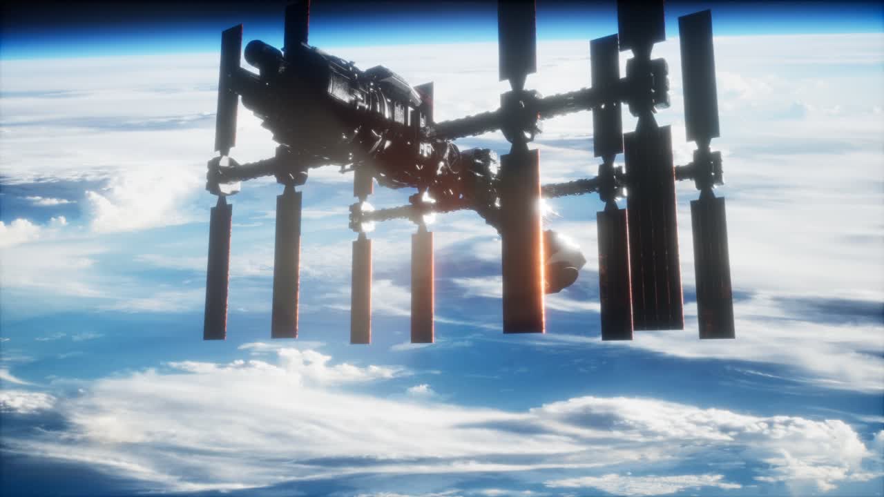 지구 위 에 있는 우주 공간 에 있는 국제 우주 정거장