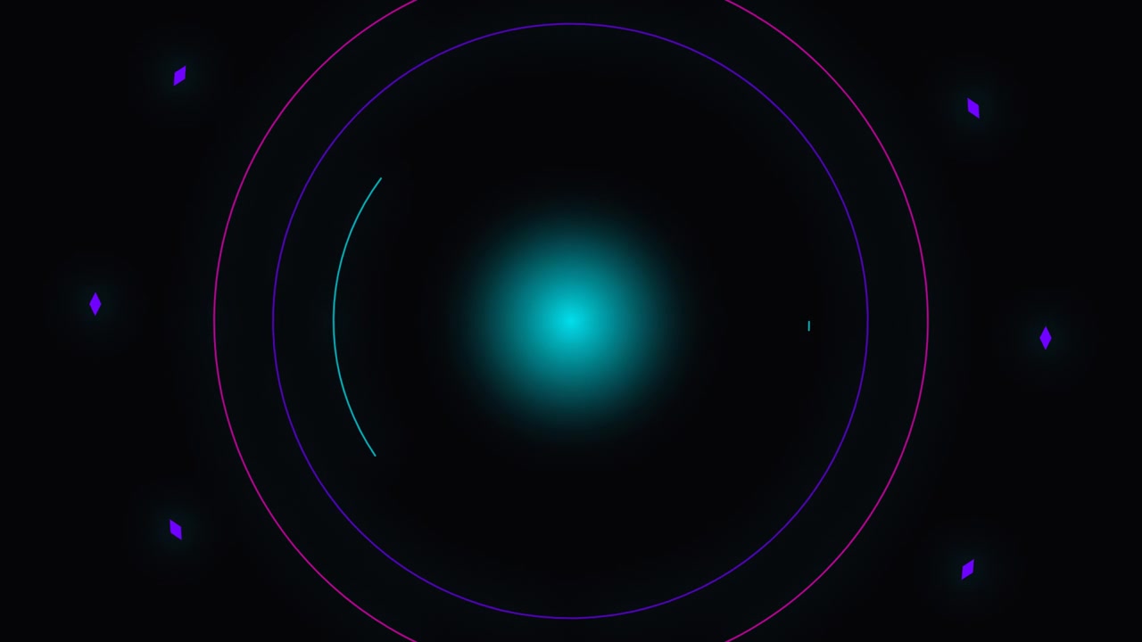 Abstract Motion Graphics with Glowing Circles and Floating Diamonds